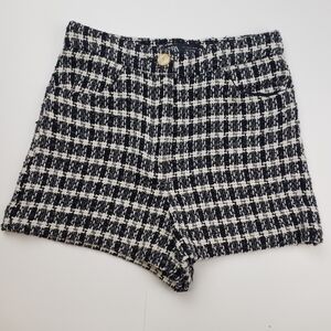 Zara Black and White Tweed Women Shorts